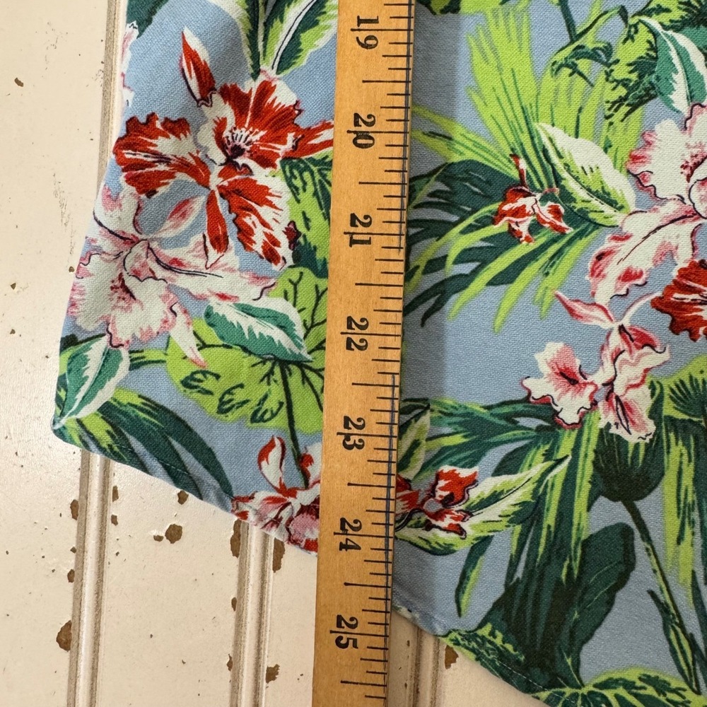 Ralph Lauren Shirt Button Down Mens Large Short Sleeve Blue Tropical Floral - Picture 10 of 14